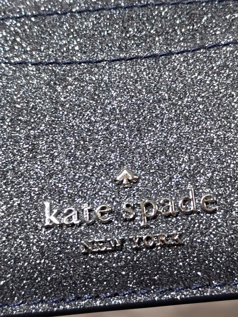 Kate Spade Classic Casual Silver Grey Sparkle Glitter Card Holder Mini Wallet